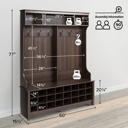 Mudroom Coat And Shoe Rack With Bench 