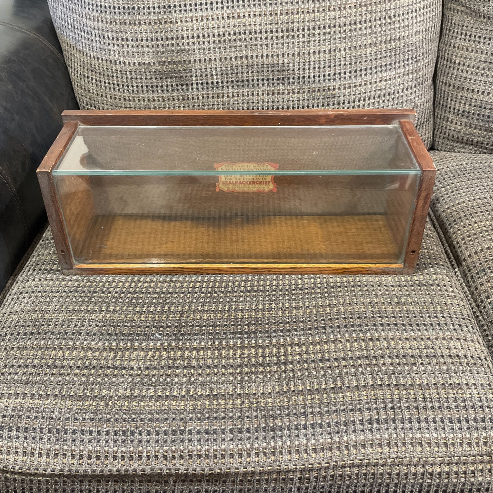 Vintage Glass And Wood Box.Sealpackerchief. Store Display.