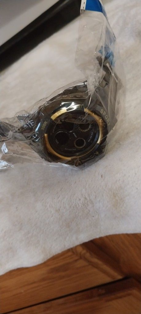 Black And Gold Big Dial Digital Watch