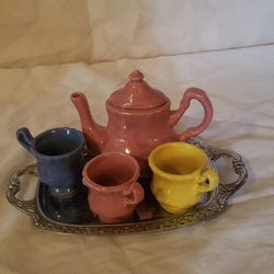 Mini Tea Set With Silver Tray