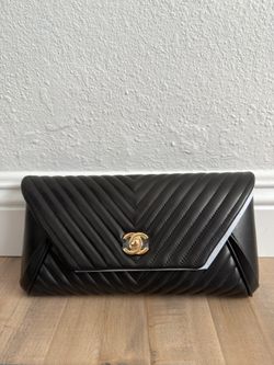 Chanel Fold Up Again Clutch Chevron Sheepskin