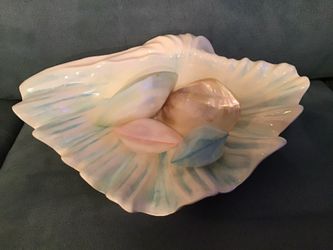Glass Oyster Bowl & Glass Iridescent Colored Oysters - See Pics