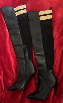 Over-the-Knee Stiletto Boots with Knit Detail