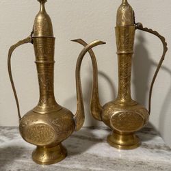 Vintage Lot 2 Sarna Brass Teapots