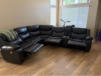 Leather Sectional with 3 Recliners