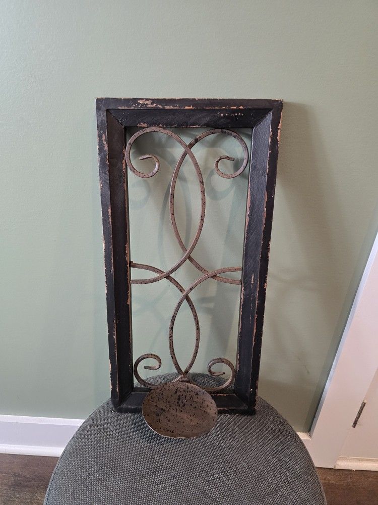 Iron Scroll Framed Rectangular Wall Candleholder Home Decor