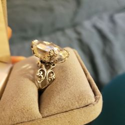 New Size 5 Silpada Sterling Silver With Large White Topaz Stone Ring