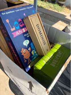 Box full of games cards Domino’s whole box of games $20 or five each Box full of games cards Domino’s whole box of games $20 or five each