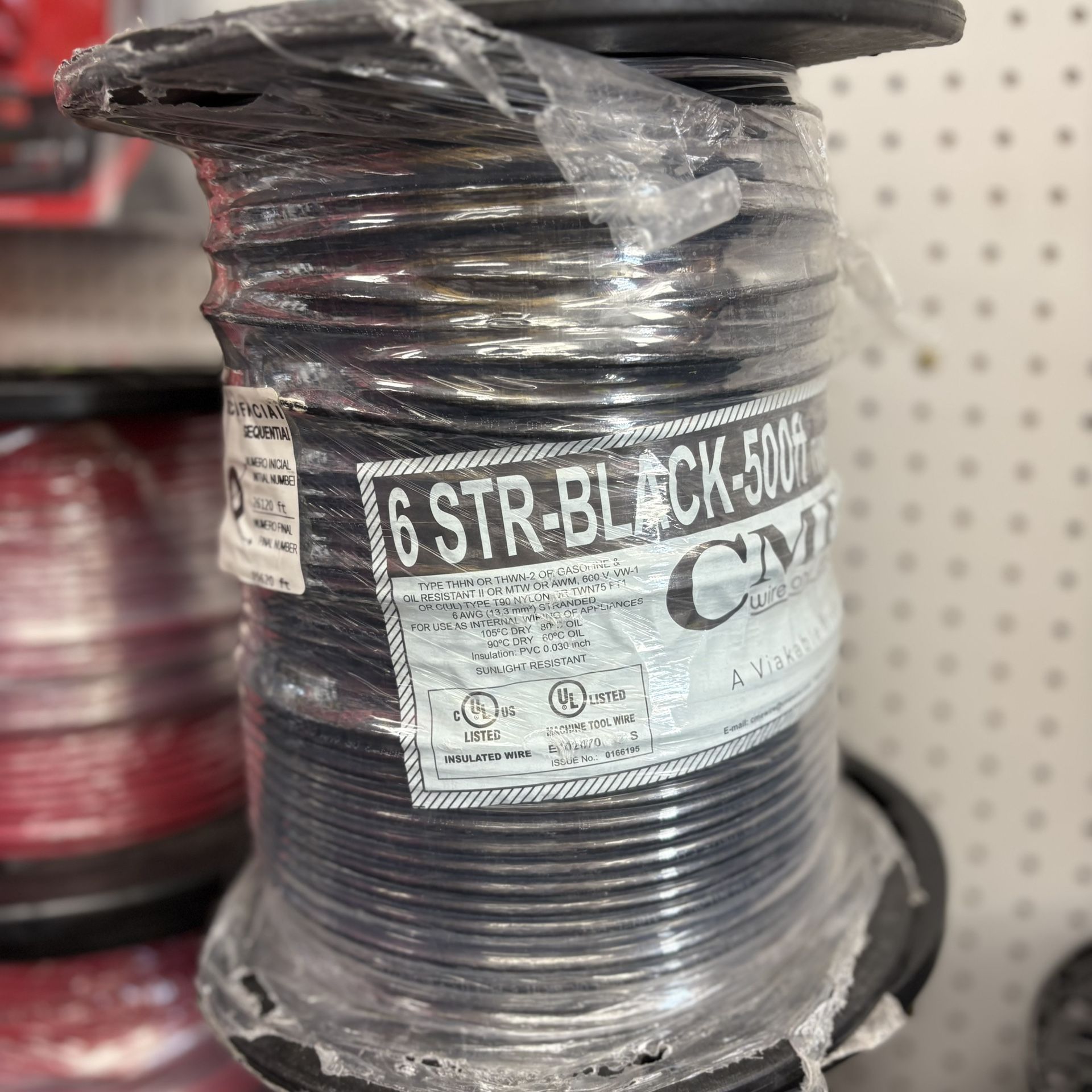 New Wire Cable # 6 500ft Black