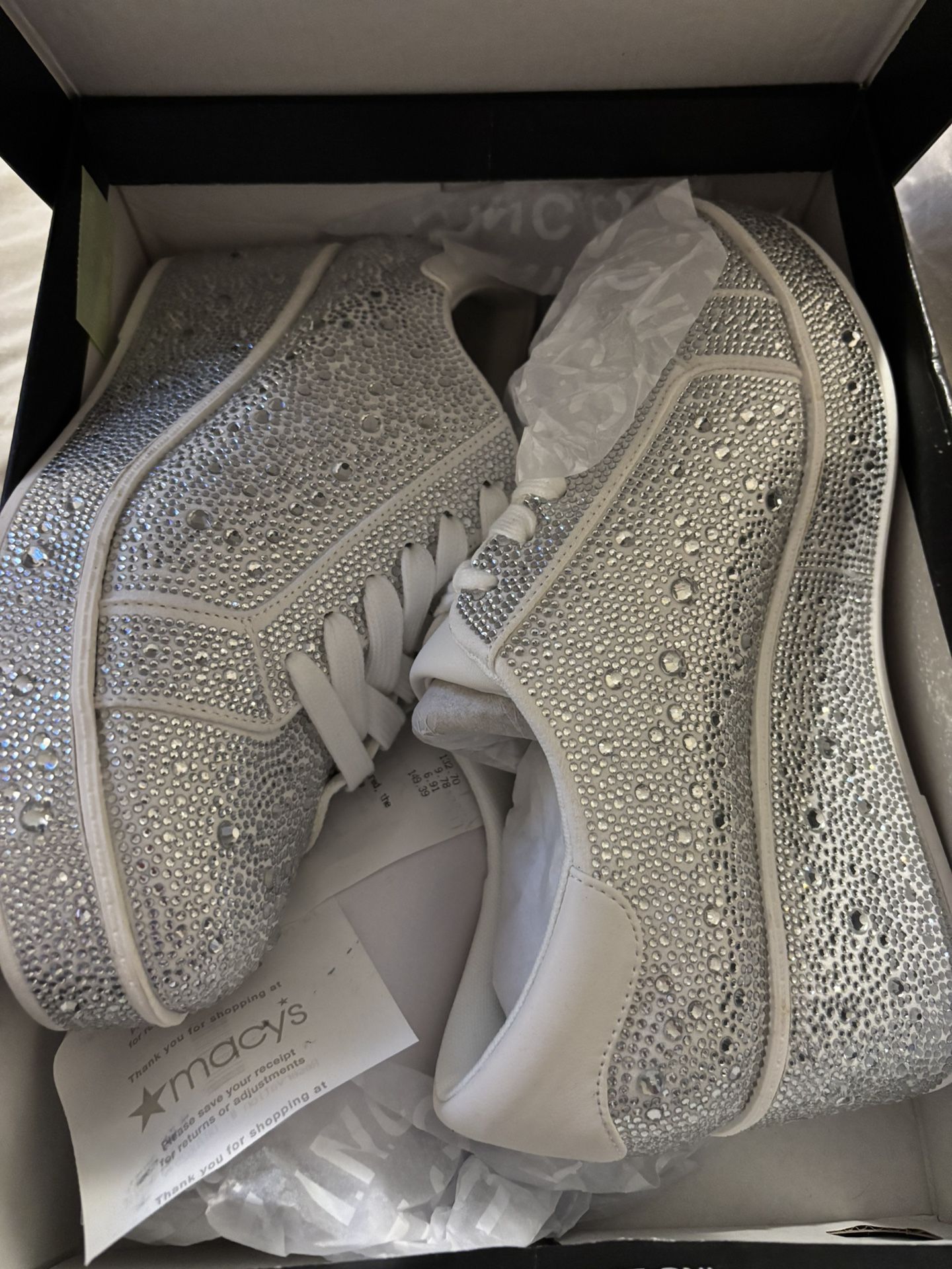 Sparkly White Wedge Sneakers