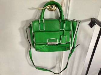 Michael Kors Leather Satchel Handbag Palm Green Pocketbook Shoulder Bag Adjustable Strap Preowned