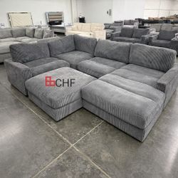 Corduroy Living Room Modular Sectional Sofa 