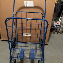 ATHOME LARGE DELUXE ROLLING UTILITY / SHOPPING CART - STOWABLE FOLDING HEAVY DUTY CART