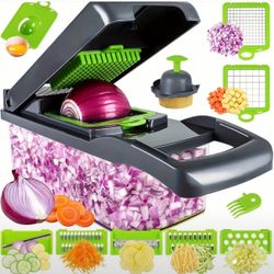 14-In-1 Multifunctional Vegetable Chopper with Container - Onion Cutter, Fruit & Veggie Dicer, Kitchen Choppers, 14-Function Food Chopper