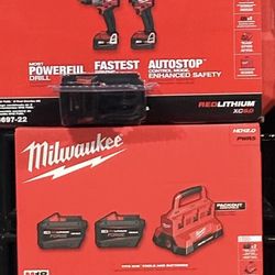 Set de taladros y el súper cargador con 2 baterías