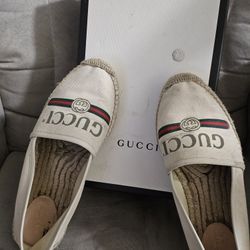 Gucci Women's Logo Canvas Espadrilles Off White 