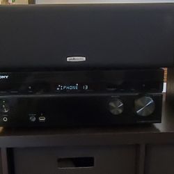 SPEAKERS ONLY  - 2 SMALL SONY & 1 POLK.
THE RECEIVER WAS SOLD AND NO LONGER AVAILABLE