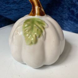 Ceramic White Pumpkin Figurine 