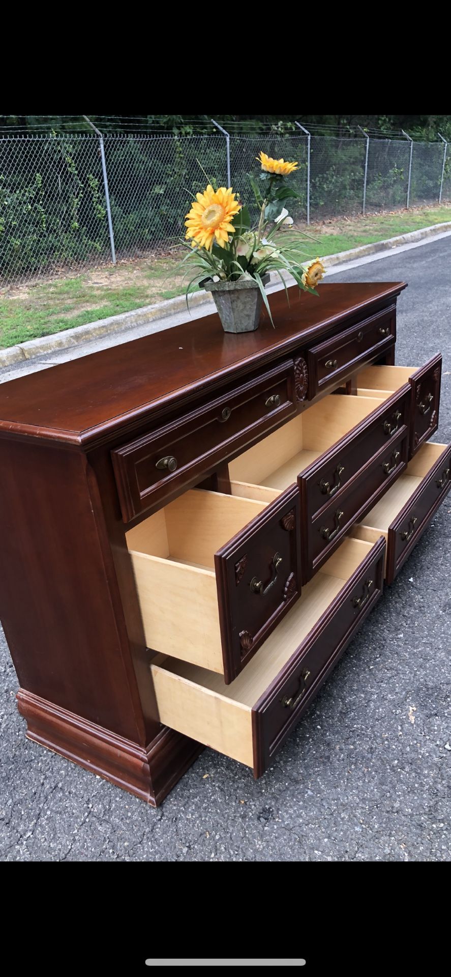 Solid Wood Long Dresser With Big Drawers. Drawers Sliding Smoothly. Delivery Available
