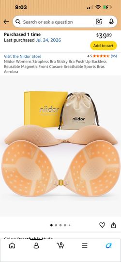 Womens Strapless Bra Sticky Bra Push Up Backless Reusable Magnetic Front Closure(Size D)