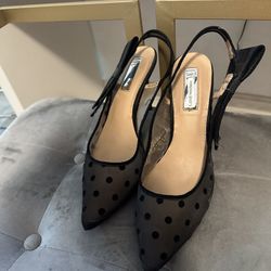 INC Polka Dot Mesh Sling-Back Heels
