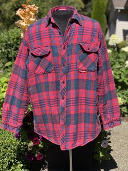 Vintage 70’s Plaid Button Up Insulated Flannel Jacket Men’s Size XL