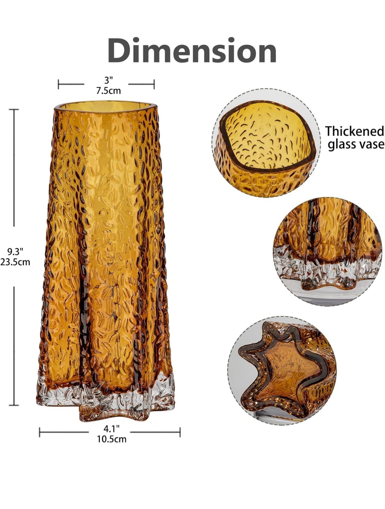 All New Thickened Amber Glass Flower Vase