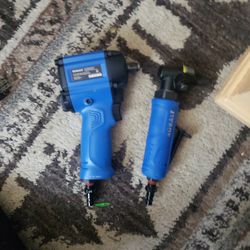 A cobalt compact impact driver with angle die Grinder