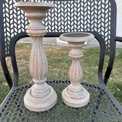 Mela Artisans Set of 2 Wood Candle Holders