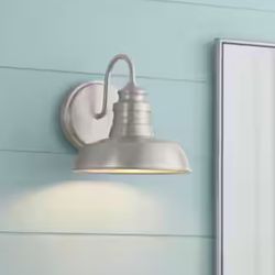 7.63 in. 1-Light Brushed Nickel Farmhouse Wall Sconce with Metal Shade