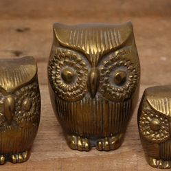 Vintage Owl Family Of 3