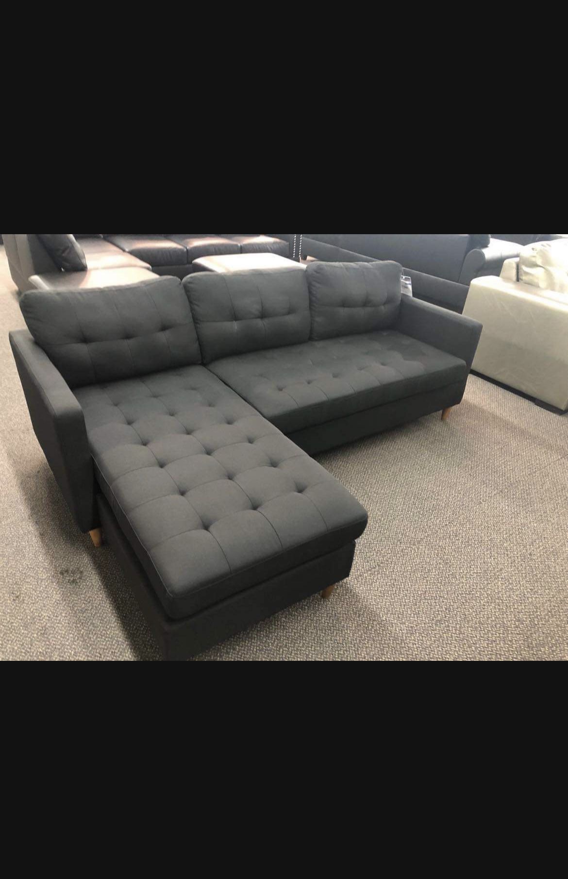 New black nailhead sectional couch includes free delivery 
