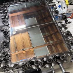Black Rose Metal Framed Mirror