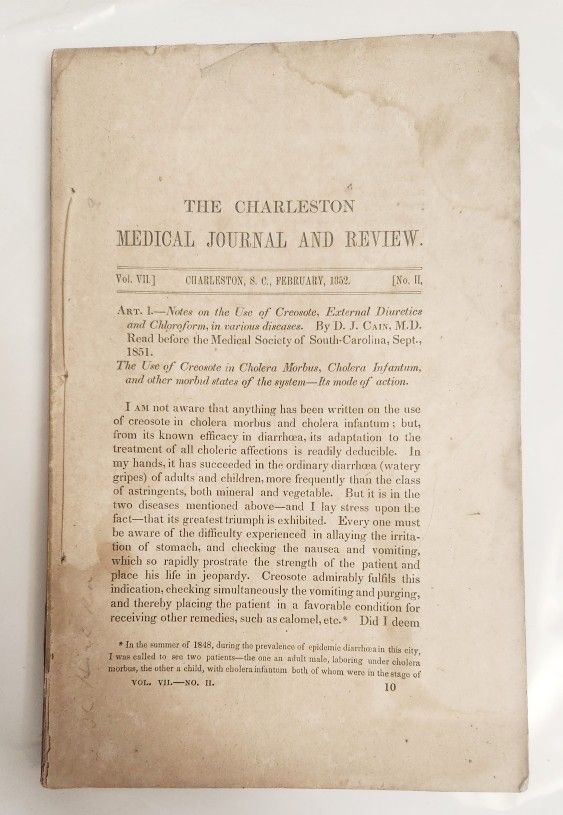 1852 Charleston S.C.  Medical Journal & Review  Book