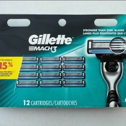 Gillette MACH3 Blade Refills for Men with Lubrication Strip 12 Cartridge 