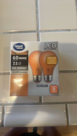 Great Value Orange LED A19 Filament Bulbs 2-Pack