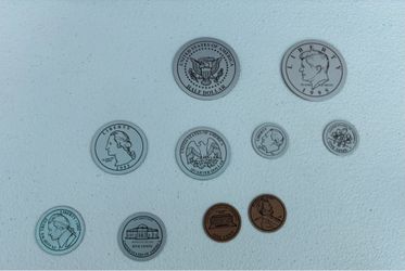 Pretend coins-magnetic -new-math, children, teacher, parent