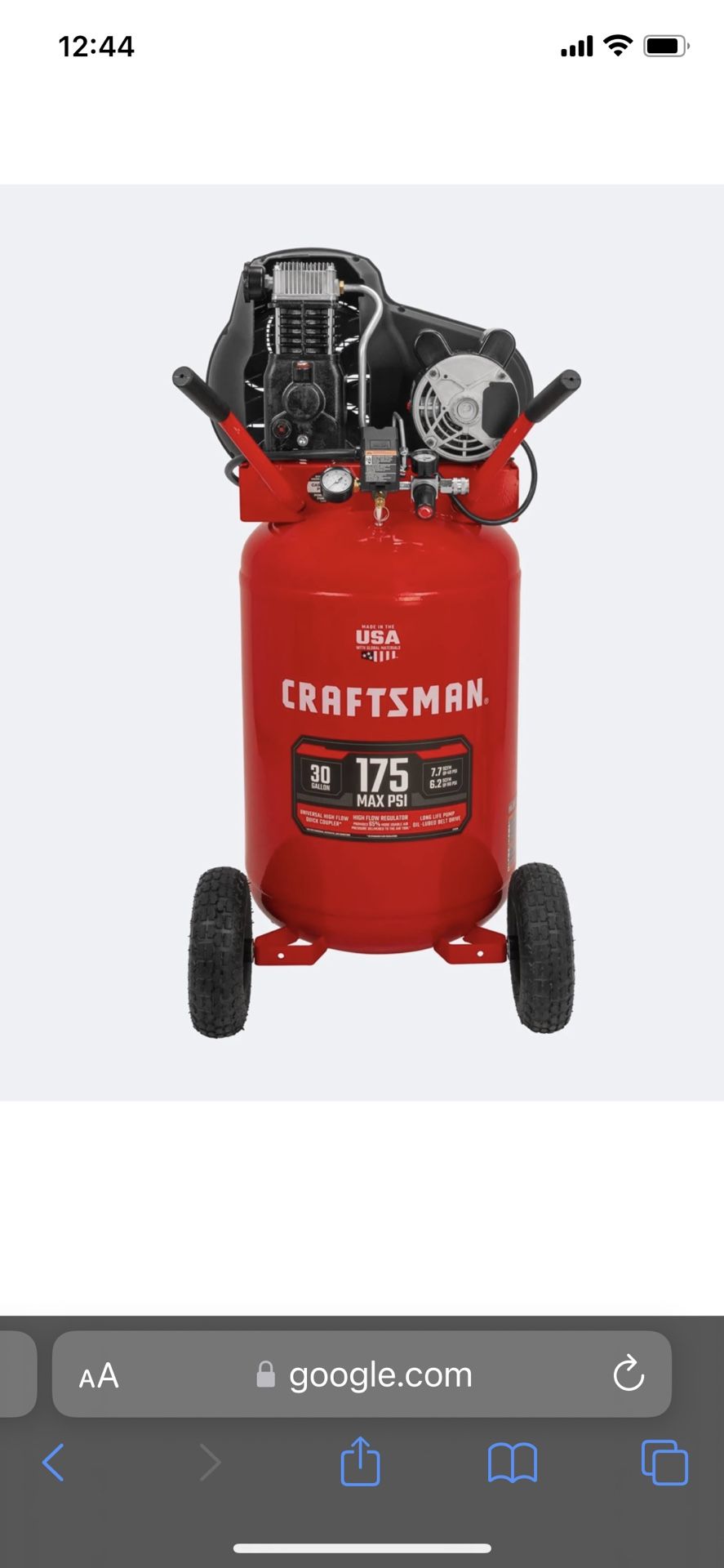 New Craftsman 30-Gallon Single Stage Portable Corded Electric Vertical Air Compressor Model CMXECXM301