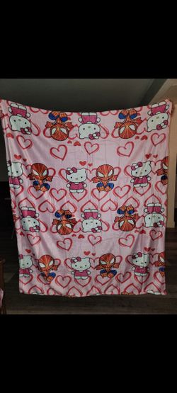 Sanrio Hello Kitty Spiderman Blanket Throw Size 54"x64" Brand New