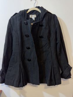 Charles Klein Petite Black Hooded Coat – Size M