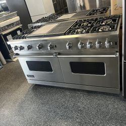 Stainless Steel Viking 60” Gas Range Stove Griddle Grill 6 Burners 