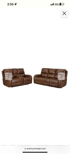 Brand New!!!!Winslow Saddle Manual Reclining Sofa & Loveseat Set