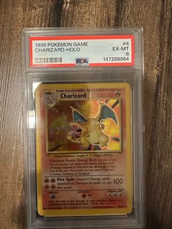 POKEMON  Psa 6Vintage 1999 Charizard Base Set Unlimited Reverse Holo