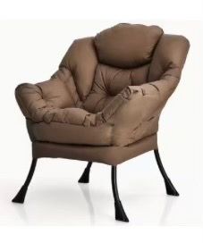 LIFEZEAL Modern Polyester Fabric Lazy Chair Single Sofa Chair w/ Side Pocket