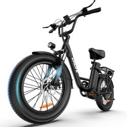 URLIFE 20"*3.0 Fat Tire Electric Bike for Adults, 48V, 80-Mile, 7-Speed & Suspension, Adjustable Seat for Adults and Teens, UL 2849