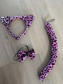 Pink Leopard Cat Costume Set – Ears, Tail & Bow Tie
