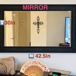 Large Wall Mirror - Textured Black Frame 