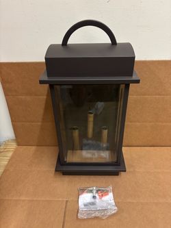 New 3-Light Large Outdoor Glass Farmhouse Wall Lantern, Antique Bronze Finish