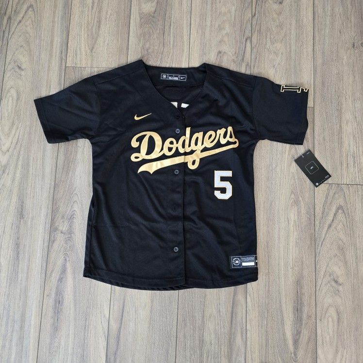 Youth Dodgers Vapor Premier Limited Jersey – All Stitched – Black Gold – Freeman