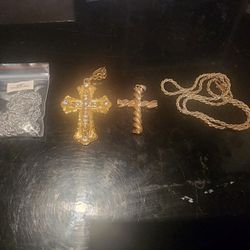 Gold Plated And Stainless Steel Cross Necklaces 